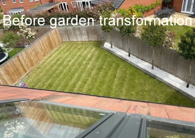 Triangular shaped lawn.
