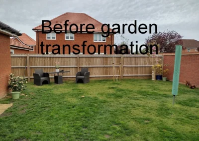 Large lawn with fence.