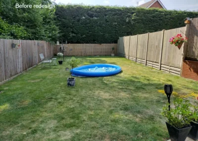 Garden before redesign Hitchin Hertfordshire project.