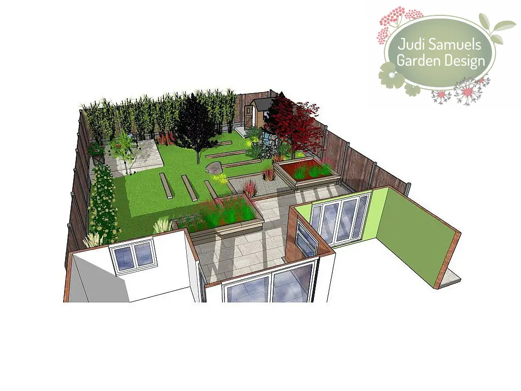 Garden design illustration Royston Hertfordshire project.