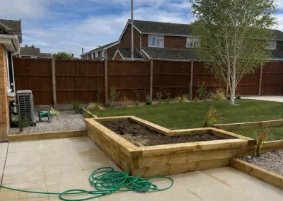 Timber planter with timber terracing.